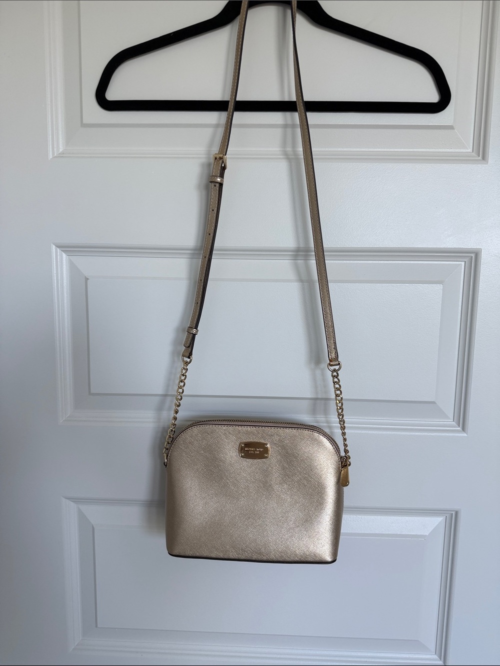 Michael Kors Metallic Gold Crossbody with Chain-Trim Strap